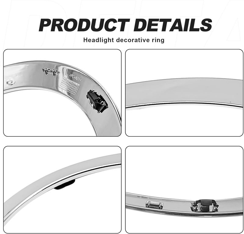 Pleoos Headlight Trim Ring Bezel, Left Driver & Right Passenger Side Chrome Headlight Bezel Compatible with 2014-2018 MINI Cooper F55 F56 F57 Replaces 51137300631 51137300632(1Set) - Image 3